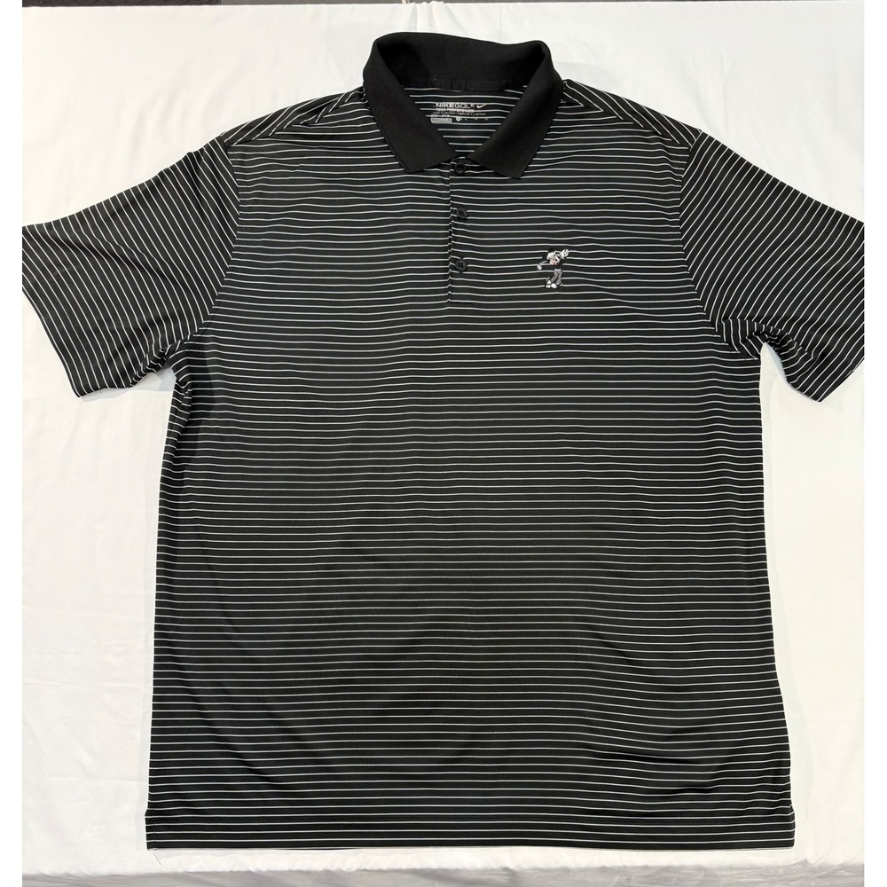 Nike Golf Disney Parks Mickey Mouse Dri-FIT Polo Shirt Mens XL Black Striped